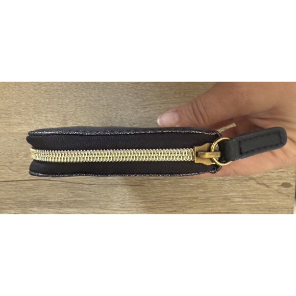 $65 Fossil Jayda Zip Clutch Wallet Grey Black Gunmetal Metallic - Picture 4 of 13